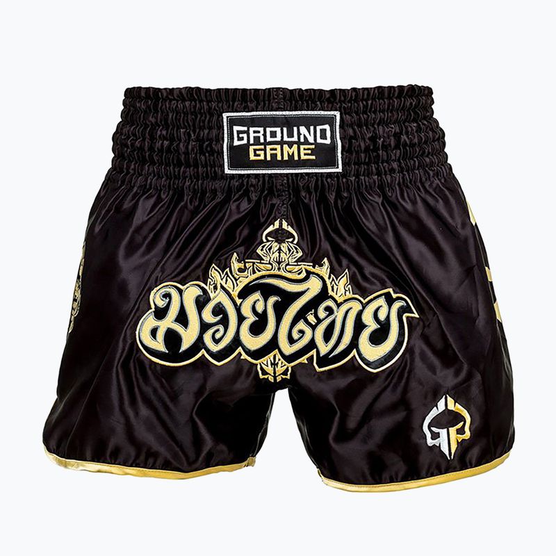 Pantaloncini da allenamento Ground Game Muay Thai Gold da uomo, nero