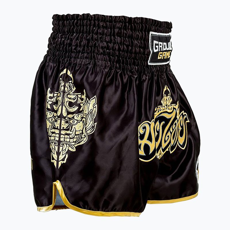 Pantaloncini da allenamento Ground Game Muay Thai Gold da uomo, nero 2