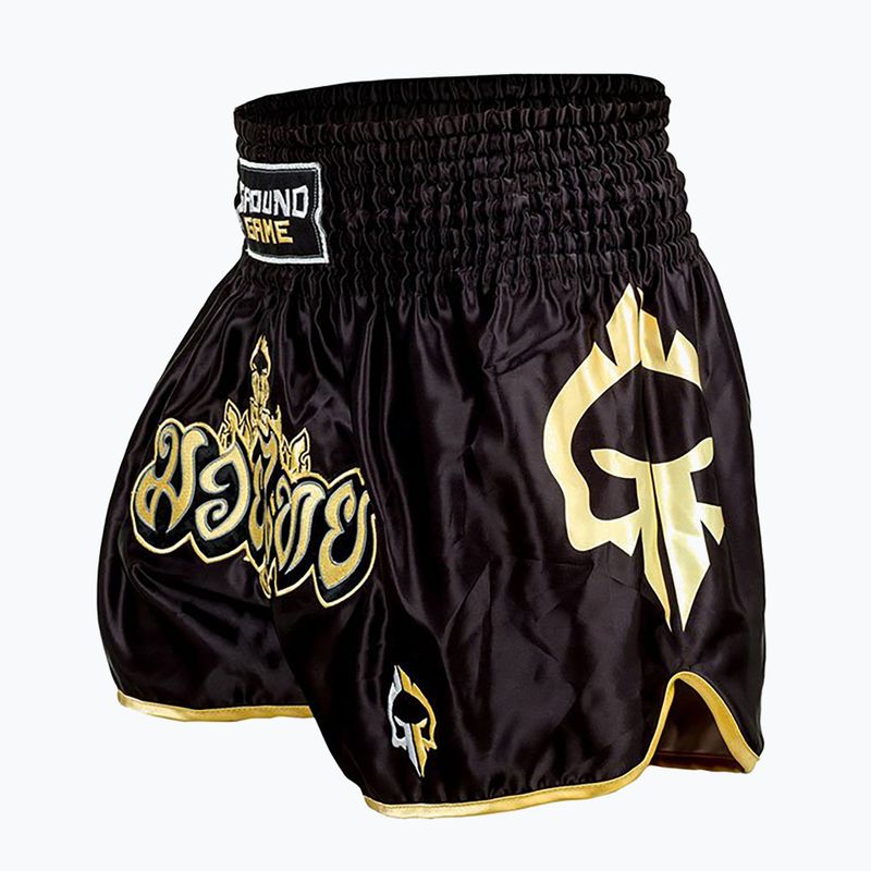 Pantaloncini da allenamento Ground Game Muay Thai Gold da uomo, nero 4