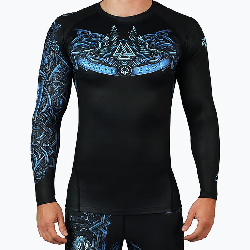 Ground Game Viking, costume da bagno a maniche lunghe da uomo, nero/blu