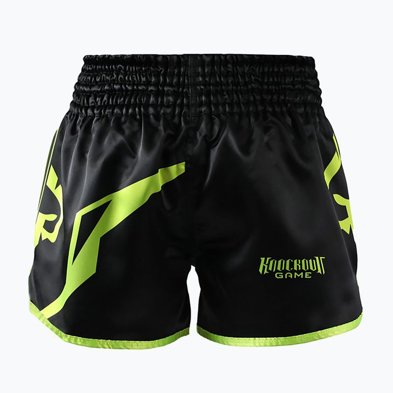 Pantaloncini da allenamento Ground Game Muay Thai Neon da uomo nero/verde neon 2