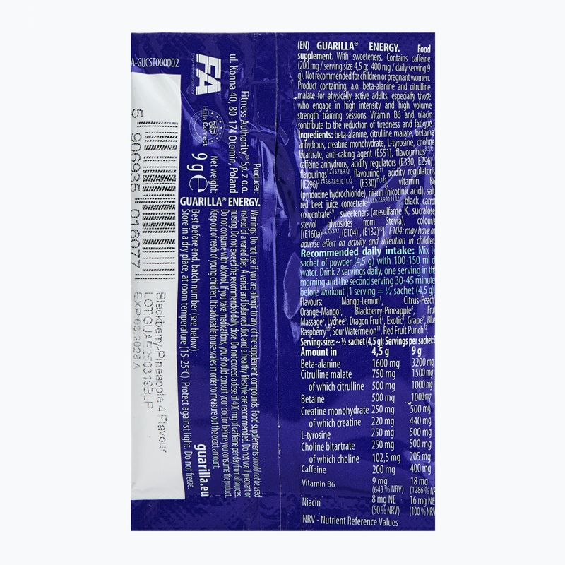 Fitness Authority Guarilla Enegry pre-allenamento 9 g mora/ananas 2