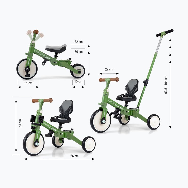 Bicicletta senza pedali Milly Mally 5w1 Optimus Max green 2