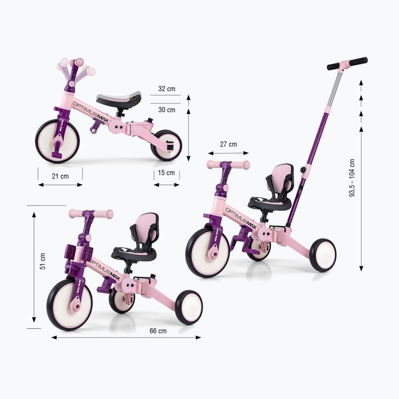 Bicicletta senza pedali Milly Mally 5w1 Optimus Max pink 2