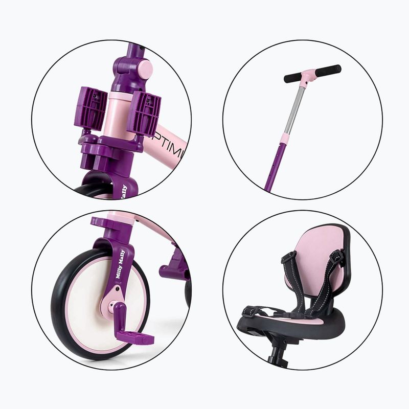 Bicicletta senza pedali Milly Mally 5w1 Optimus Max pink 12