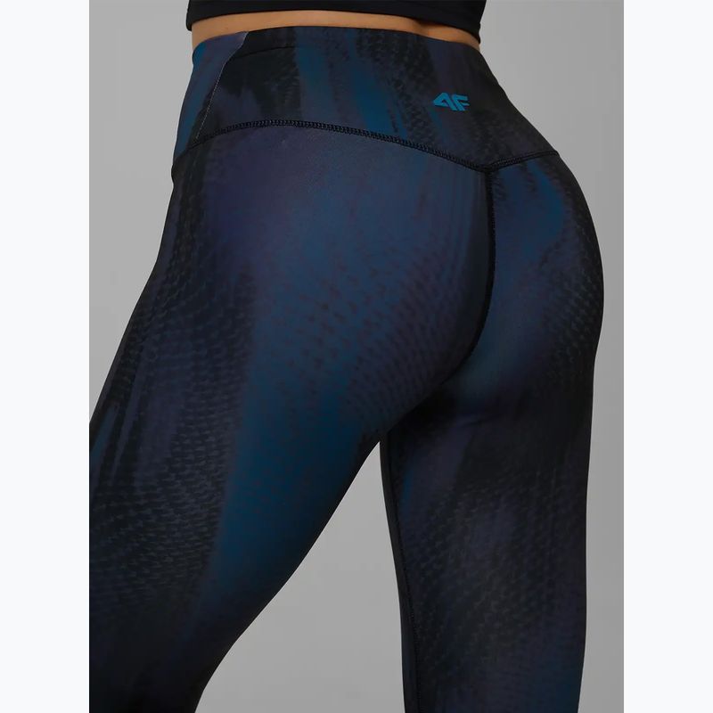 Leggings da allenamento da donna 4F Solar Punk FNK F454 sea green allover 4