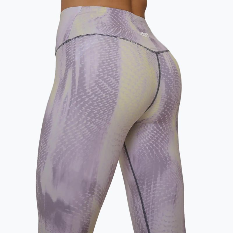 Leggings da allenamento da donna 4F Solar Punk FNK F454 light yellow allover 6