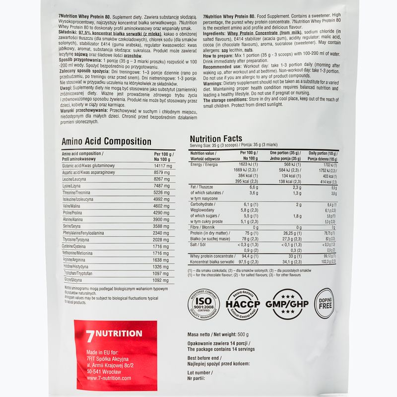 Proteine del siero di latte 7Nutrition 80 500 g Carmel 2