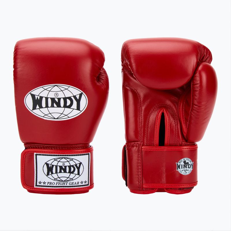 WINDY Guantoni da boxe classici in vera pelle rossi