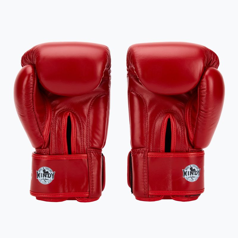 WINDY Guantoni da boxe classici in vera pelle rossi 3