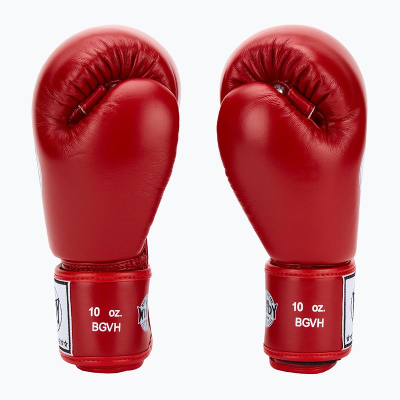 WINDY Guantoni da boxe classici in vera pelle rossi 4