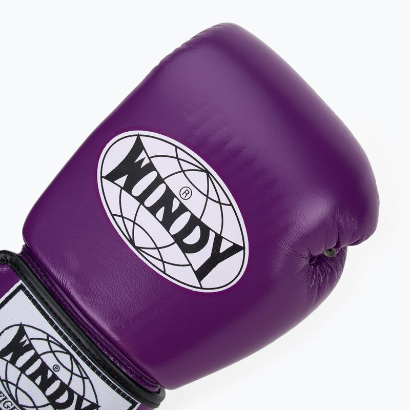 WINDY Guantoni da boxe classici in vera pelle viola 5