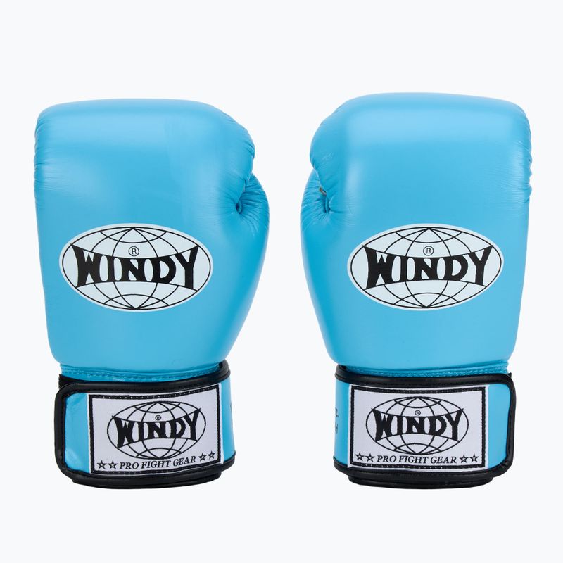 WINDY Guantoni da boxe classici in vera pelle blu cielo 2
