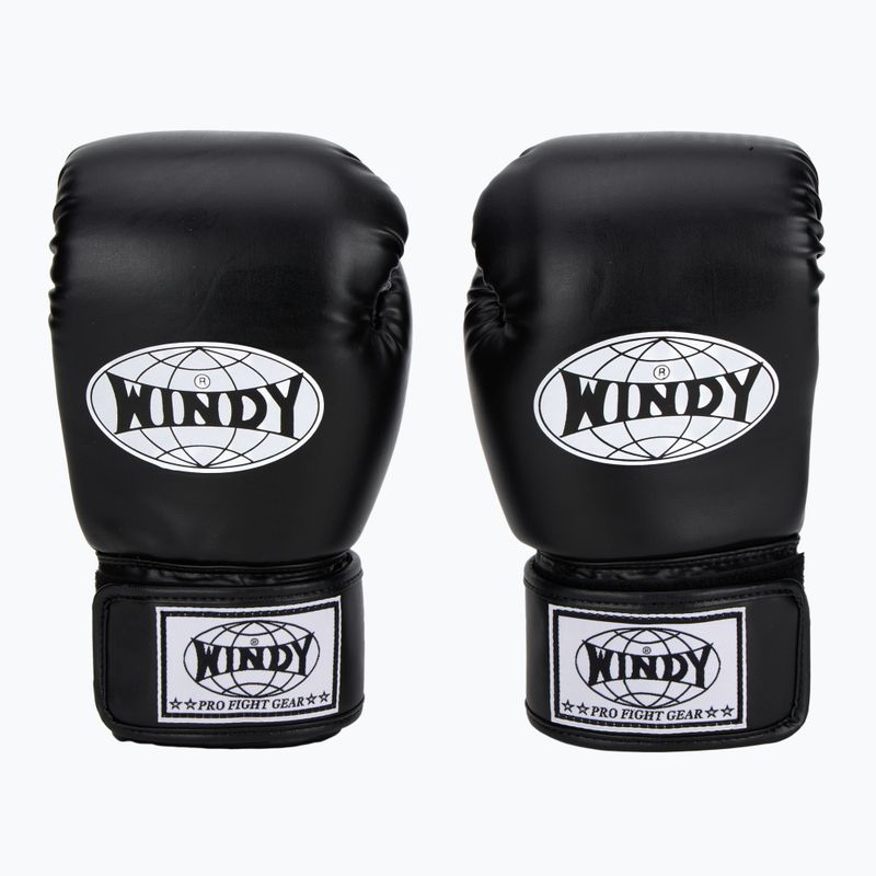 WINDY Guanti da boxe classici in pelle sintetica neri 2