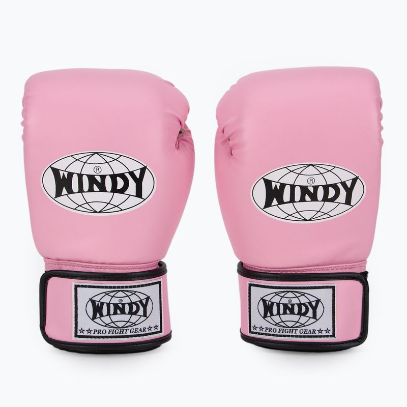 WINDY Guanti da boxe classici in pelle sintetica rosa 2