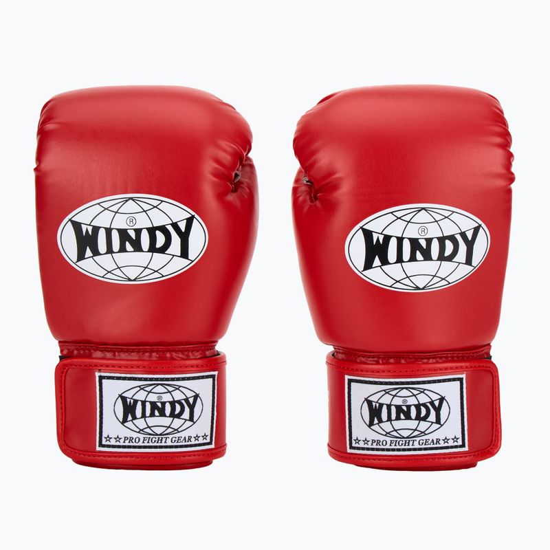 WINDY Guanti da boxe classici in pelle sintetica rossa 2
