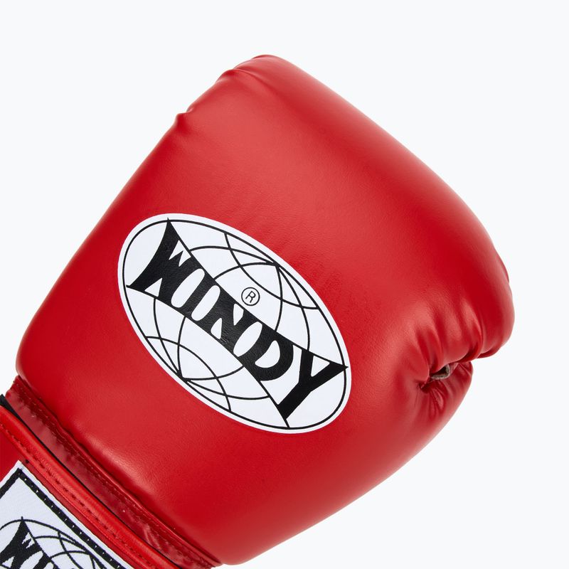 WINDY Guanti da boxe classici in pelle sintetica rossa 5