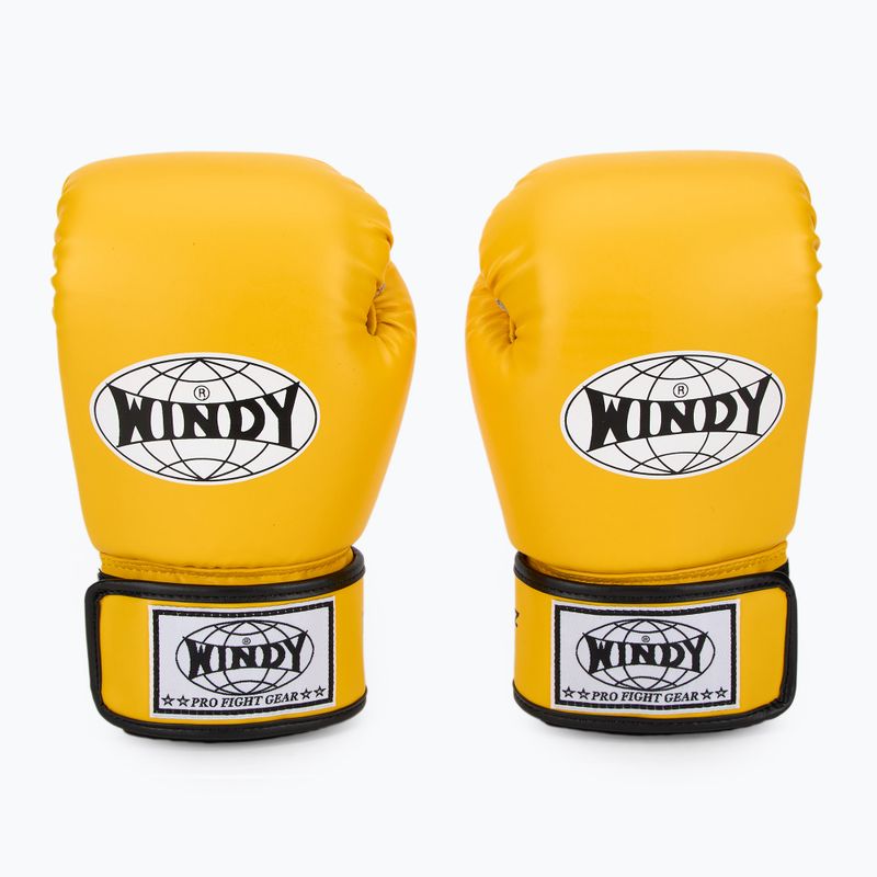 WINDY Guantoni da boxe classici in pelle sintetica gialli 2