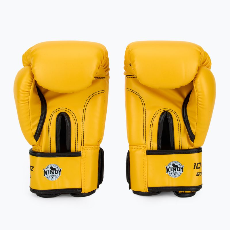 WINDY Guantoni da boxe classici in pelle sintetica gialli 3