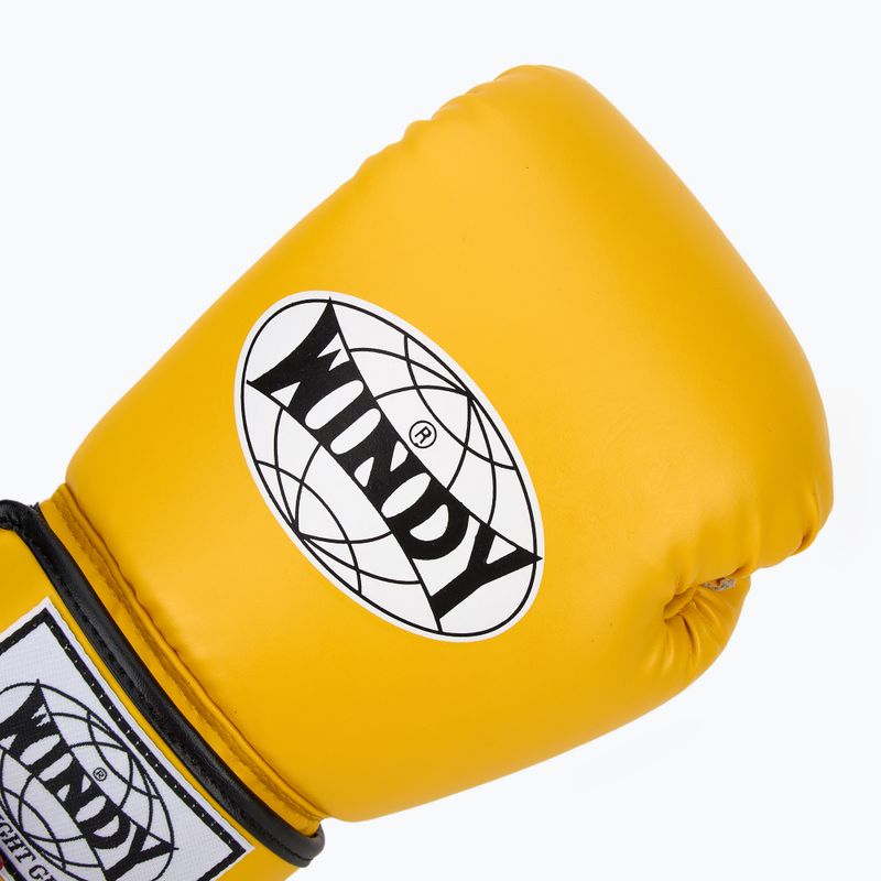 WINDY Guantoni da boxe classici in pelle sintetica gialli 5