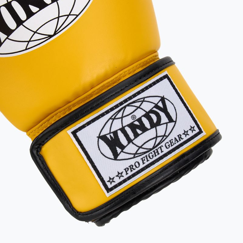 WINDY Guantoni da boxe classici in pelle sintetica gialli 6