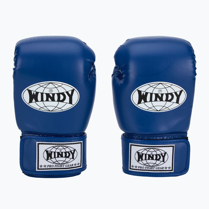 WINDY Guantoni da boxe classici in pelle sintetica blu 2