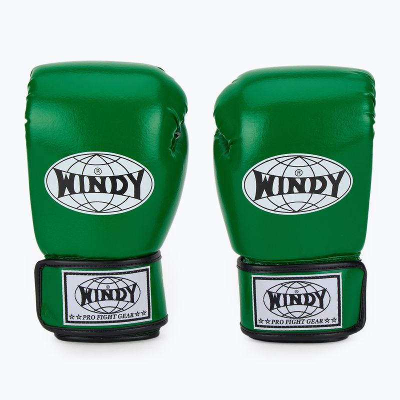 WINDY Guantoni da boxe classici in pelle sintetica verde 2