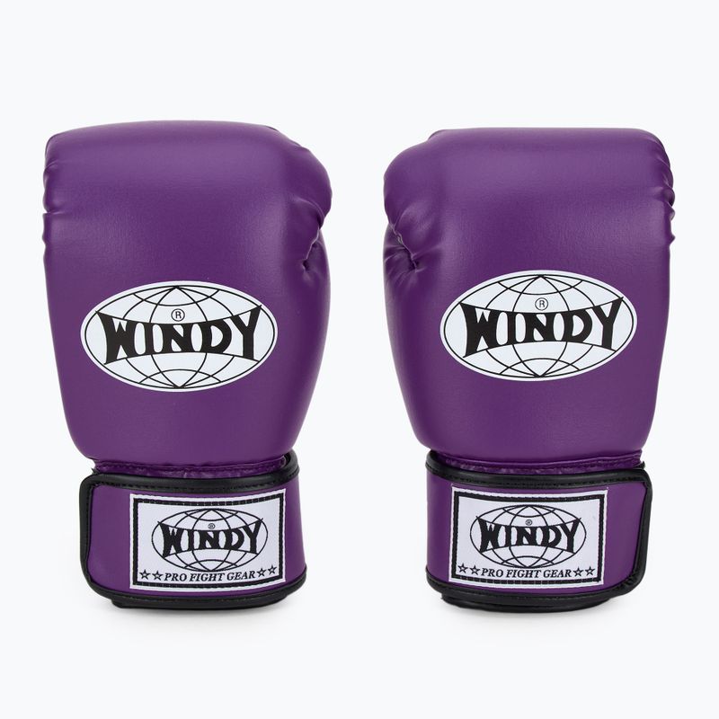 WINDY Guantoni da boxe classici in pelle sintetica viola 2