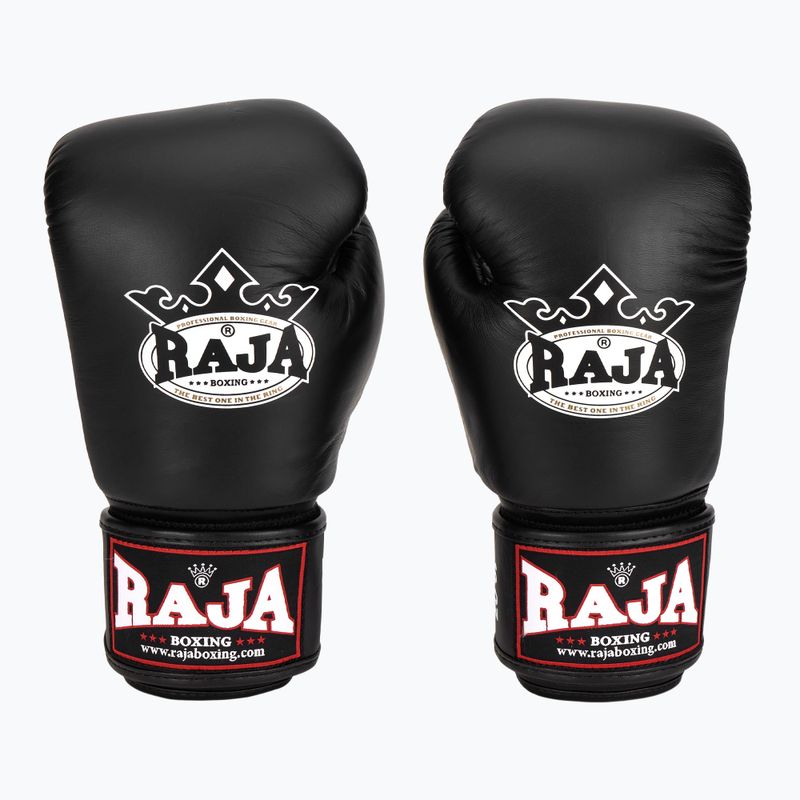 RAJA BOXING Guanti da boxe singoli standard in vera pelle neri 2