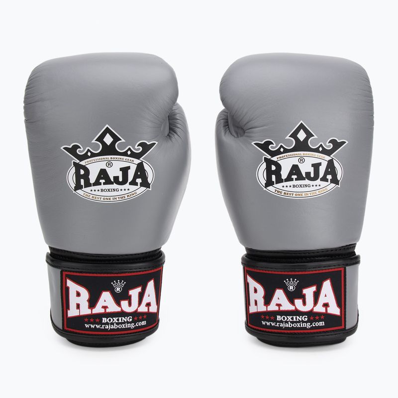RAJA BOXING Guanti da boxe singoli standard in vera pelle grigi 2