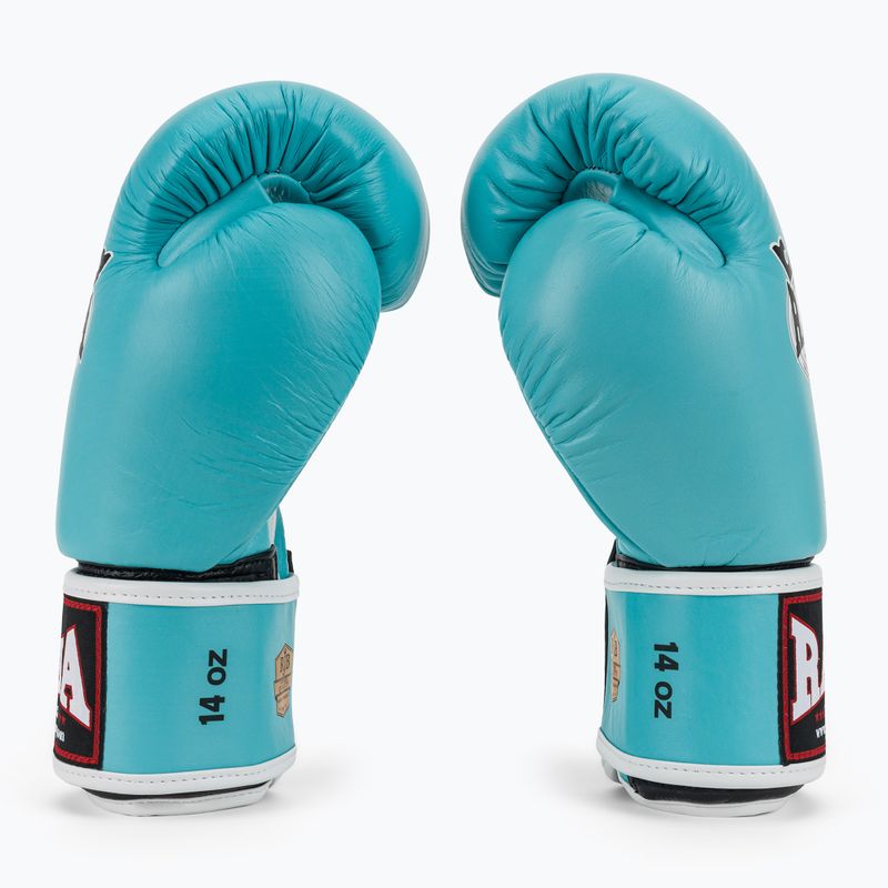 RAJA BOXING Guanti da boxe singoli standard in vera pelle blu chiaro 4
