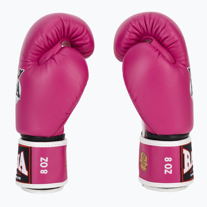 RAJA BOXING Guanti da boxe singoli standard in vera pelle rosa 4