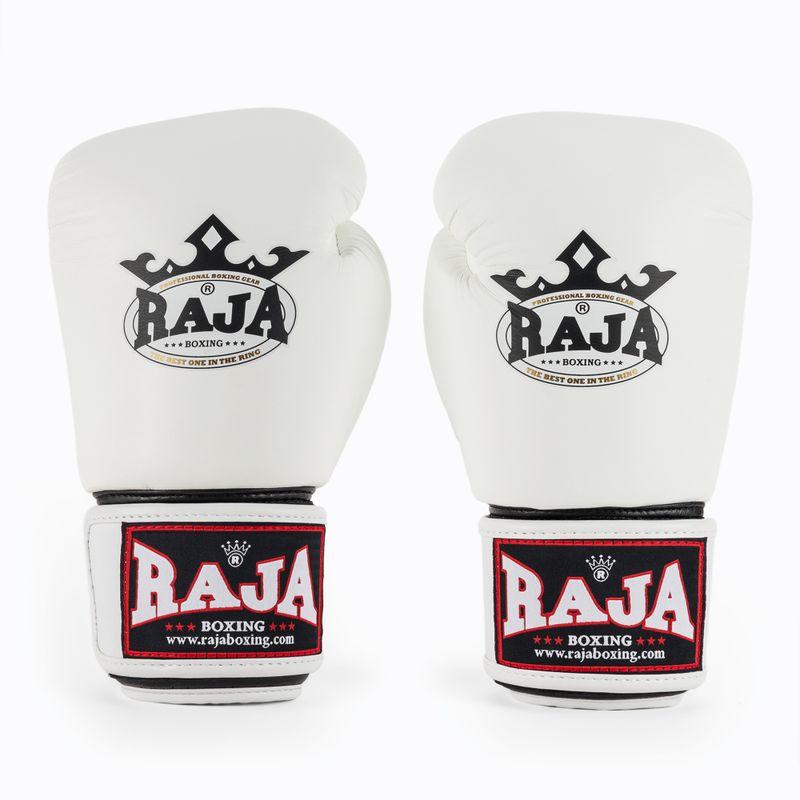 RAJA BOXING Guanti da boxe bianchi standard singoli in vera pelle 2