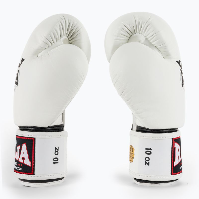 RAJA BOXING Guanti da boxe bianchi standard singoli in vera pelle 4
