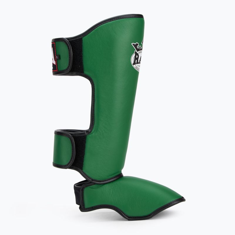 RAJA BOXING Parastinchi leggeri in vera pelle verde scuro Protezioni per tibia e piede 2