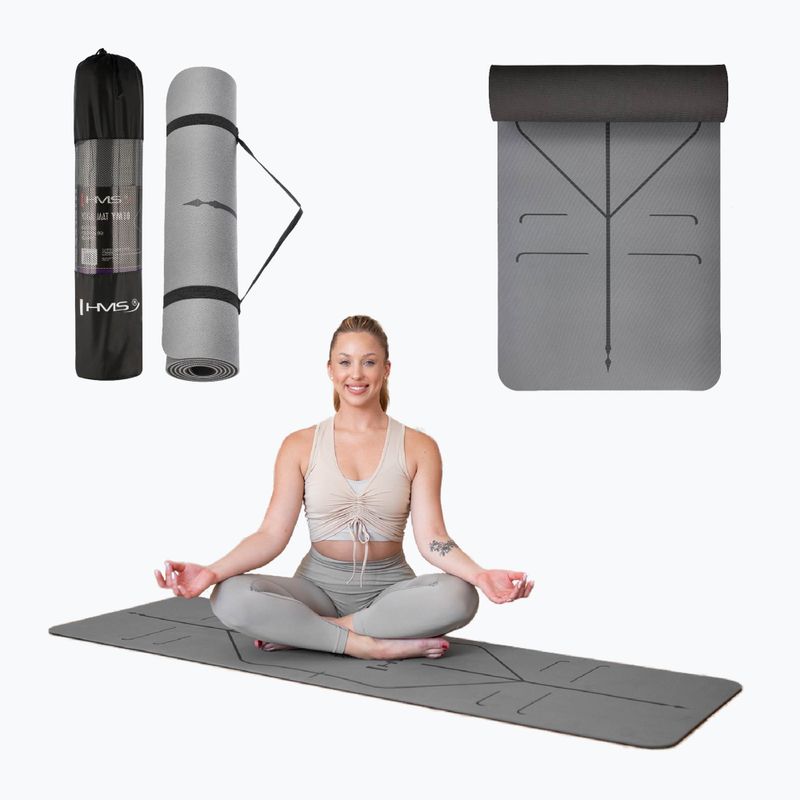 Tappetino da yoga HMS YM10 grigio 5