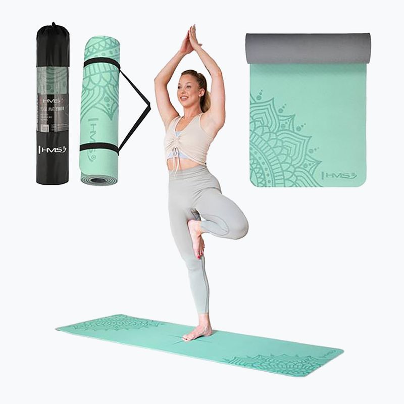 Tappetino da yoga HMS YM10 8 mm menta 5