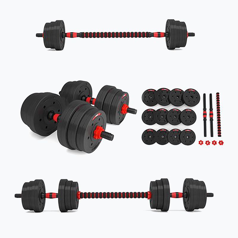 HMS SGP20 Set di manubri con bilanciere da 20 kg nero/rosso 2