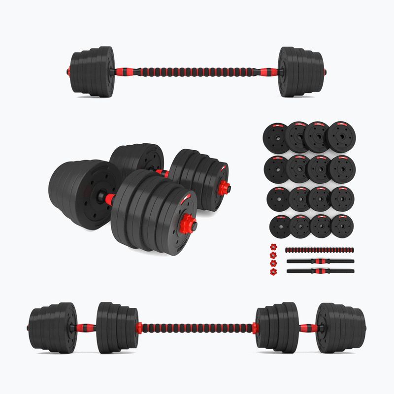 HMS SGP30 Set di manubri nero/rosso da 30 kg con attacco per bilanciere