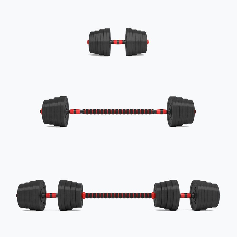 HMS SGP30 Set di manubri nero/rosso da 30 kg con attacco per bilanciere 2