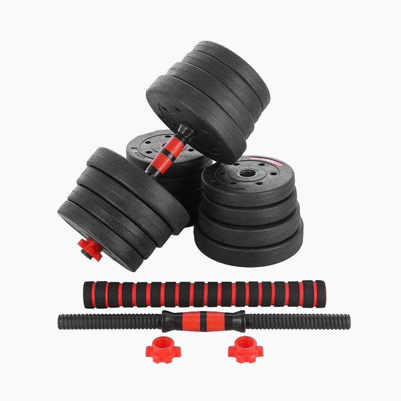 HMS SGP30 Set di manubri nero/rosso da 30 kg con attacco per bilanciere 3