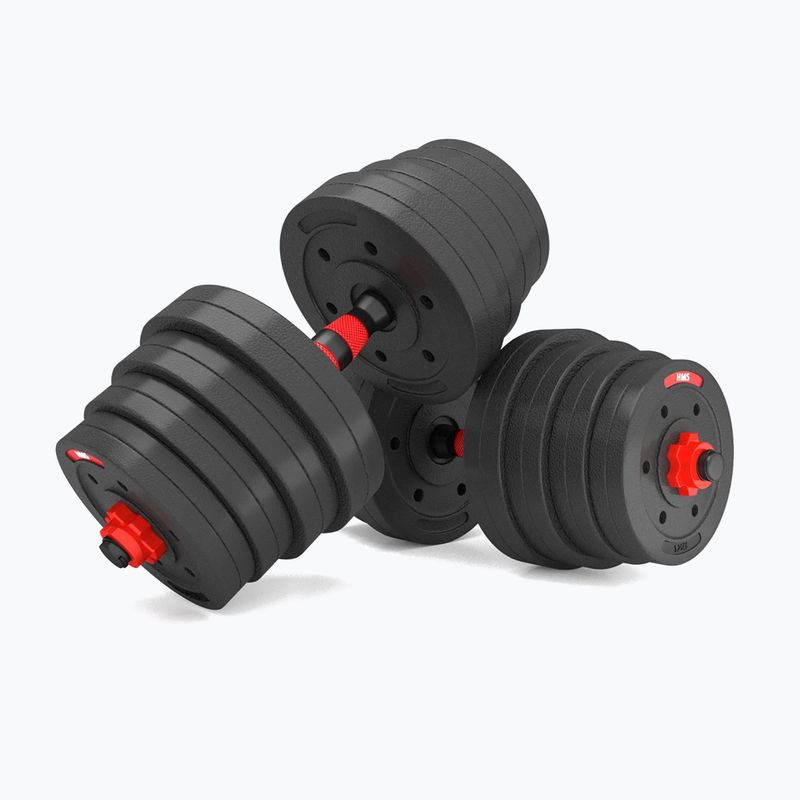HMS SGP30 Set di manubri nero/rosso da 30 kg con attacco per bilanciere 4