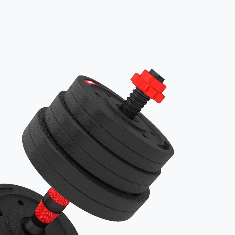 HMS SGP30 Set di manubri nero/rosso da 30 kg con attacco per bilanciere 7