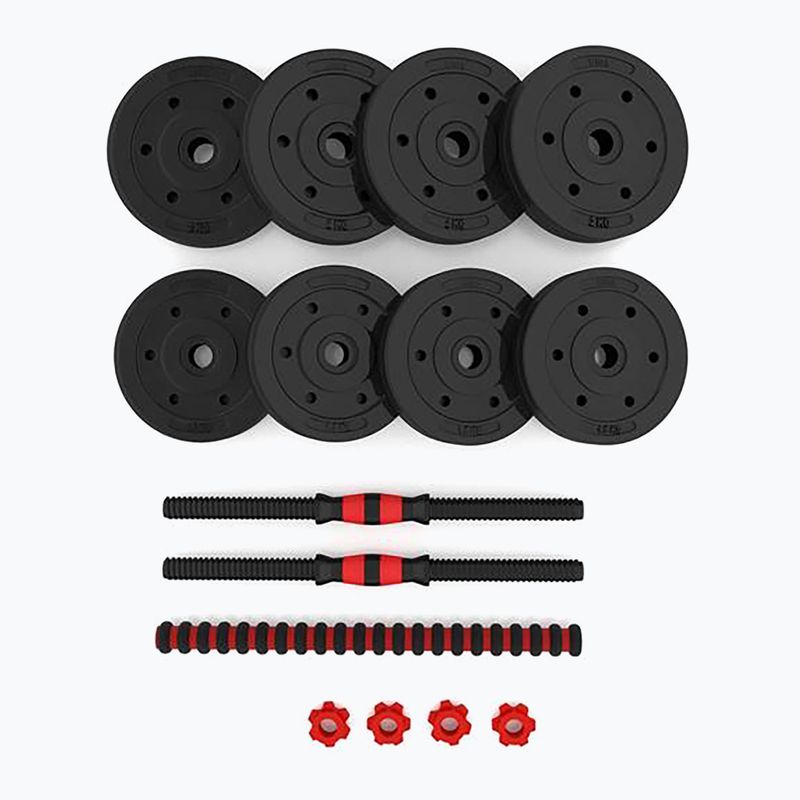 HMS SGP15 Set di manubri nero/rosso da 15 kg con attacco per bilanciere