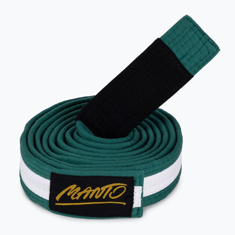 Cintura di jiu-jitsu brasiliano per bambini MANTO BJJ Tag verde con striscia bianca