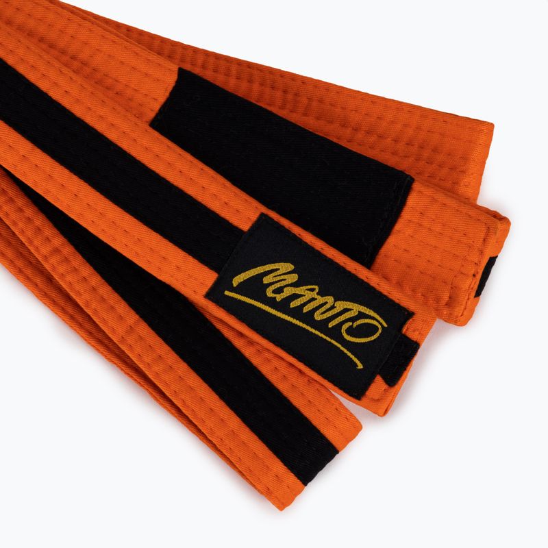 Cintura di jiu-jitsu brasiliano per bambini MANTO BJJ Tag arancione con striscia nera 2