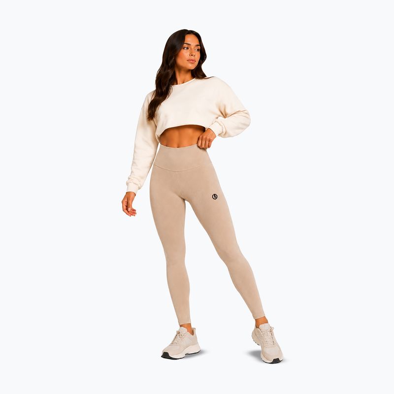 Leggings da allenamento donna Octagon Legion Ribber beige 2