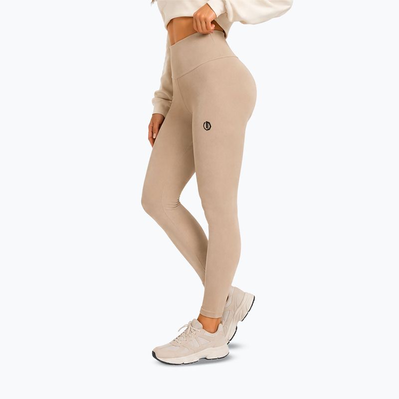 Leggings da allenamento donna Octagon Legion Ribber beige 4
