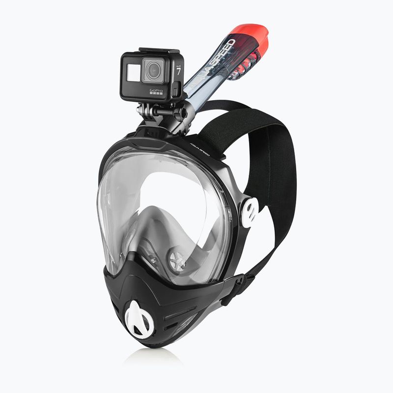 AQUA-SPEED Maschera integrale Brizo per snorkeling + supporto per fotocamera nero 5