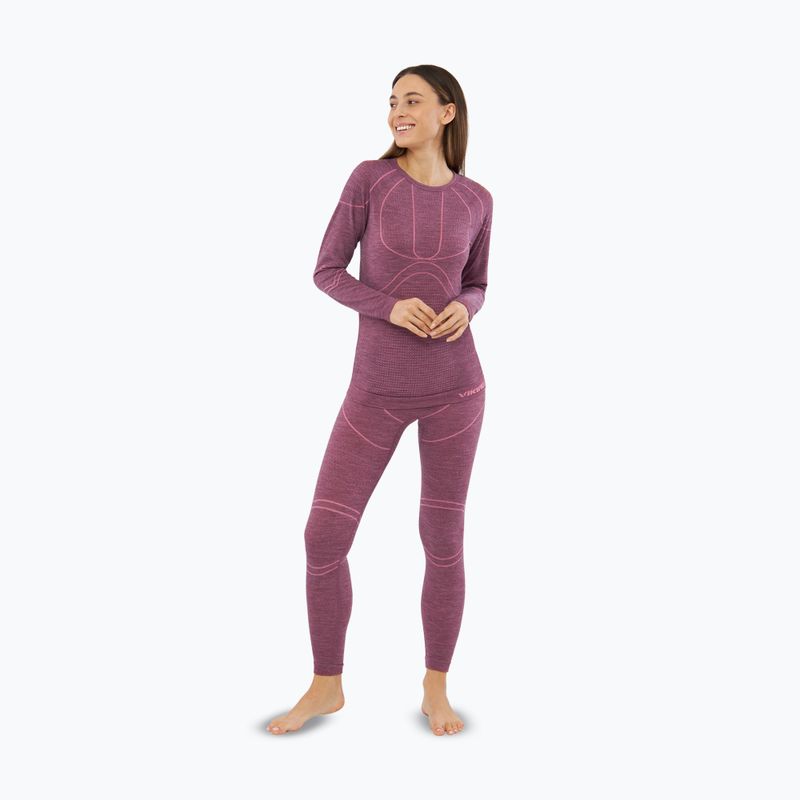 Completo intimo termico da donna Viking Lan Pro claret/light pink 4